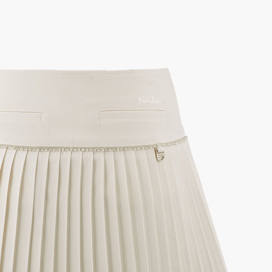 [FL SIGNATURE] PEARL BEAD FLARE PLEATED SKIRT