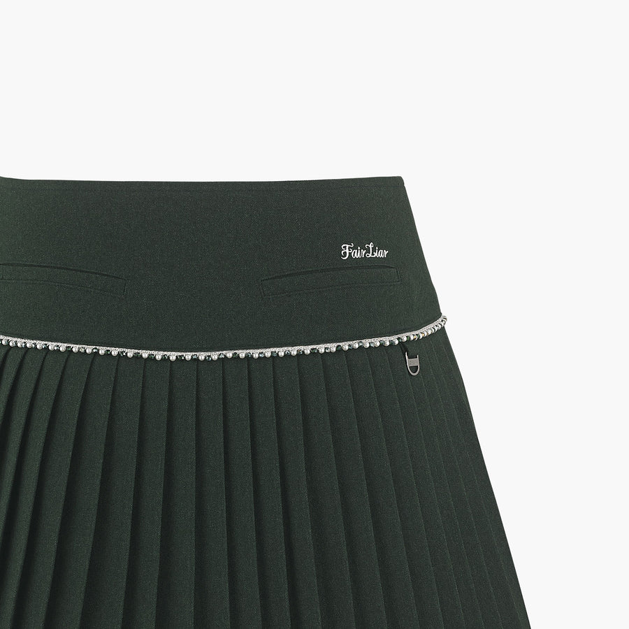 [FL SIGNATURE] PEARL BEAD FLARE PLEATED SKIRT