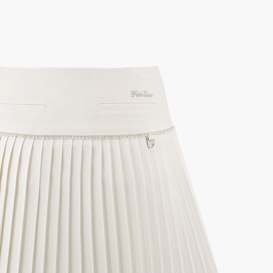 [FL SIGNATURE] PEARL BEAD FLARE PLEATED SKIRT