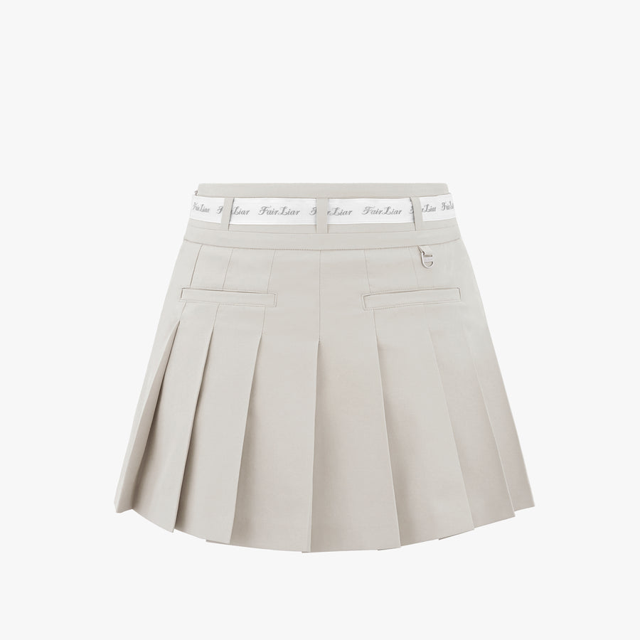 UNBALANCED BELT SET PLEATS SKIRT