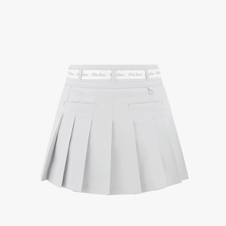 UNBALANCED BELT SET PLEATS SKIRT