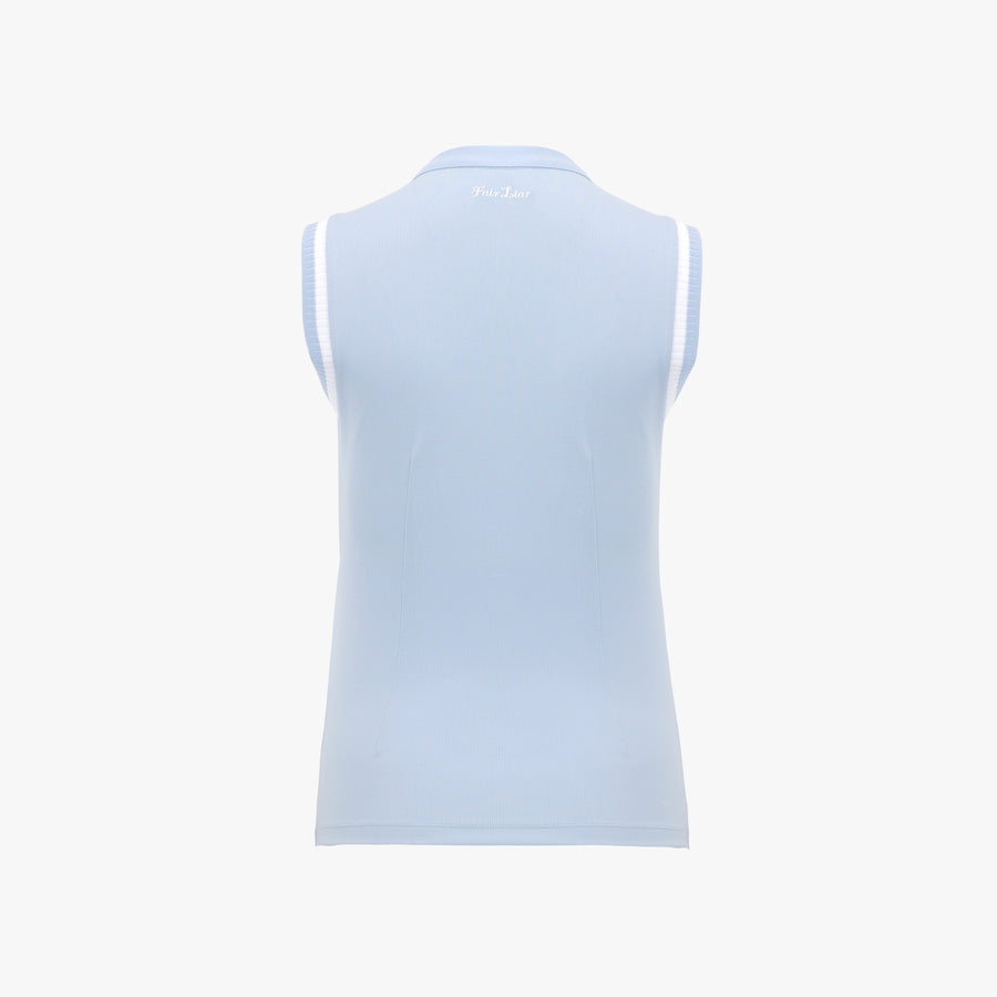 KNIT RIBBON SLEEVELESS T-SHIRT