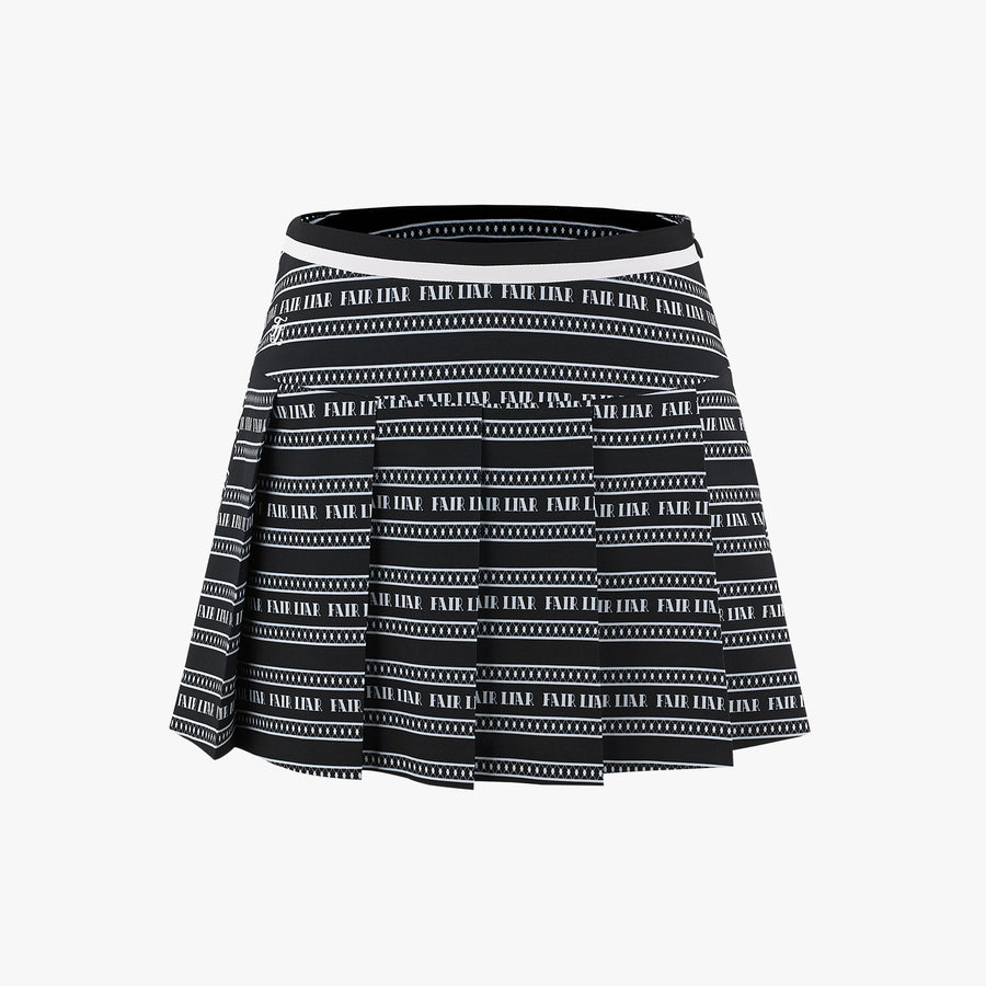 LOGO PATTERN PRINT PLEATED SKIRT