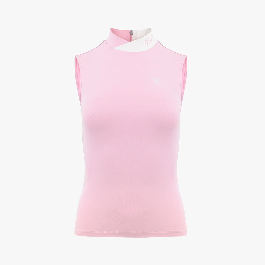 DOUBLE HIGH NECK SLEEVELESS T-SHIRT