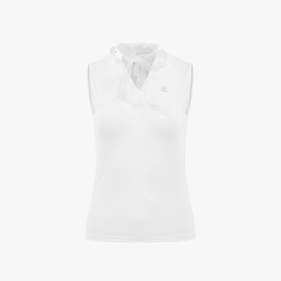 ORGANZA RIBBON SLEEVELESS T-SHIRT