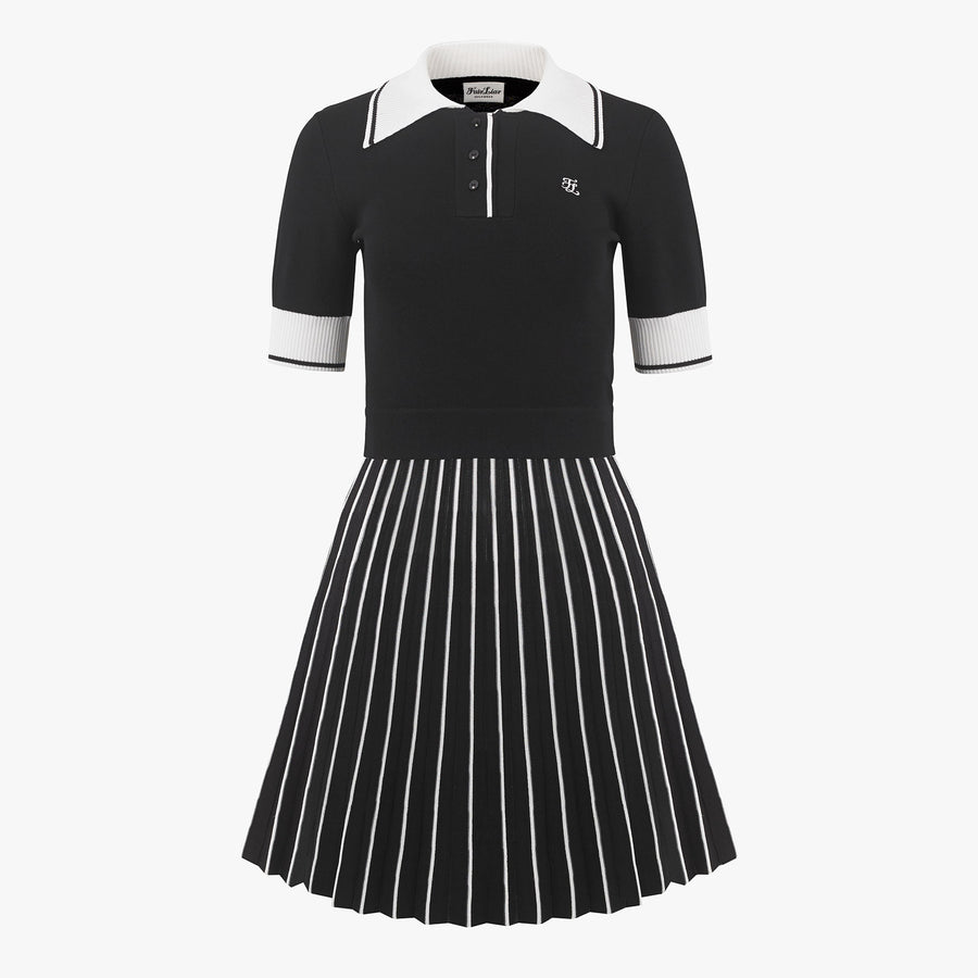 PLEATS THREE QUARTER KNIT DRESS