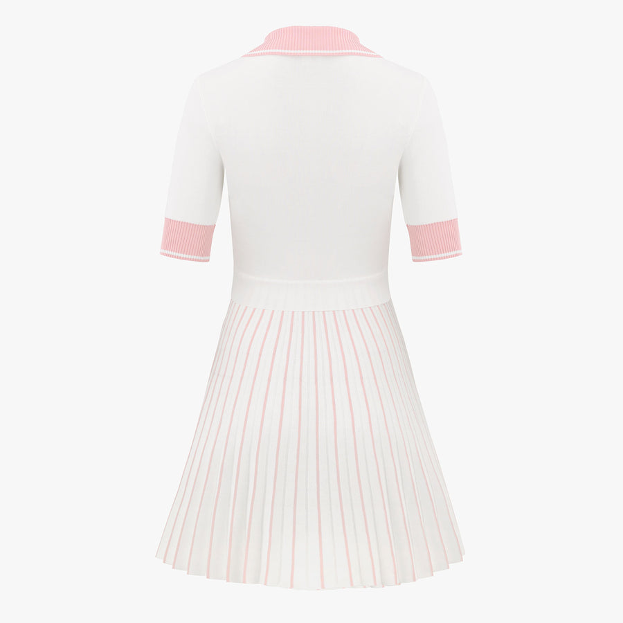 PLEATS THREE QUARTER KNIT DRESS