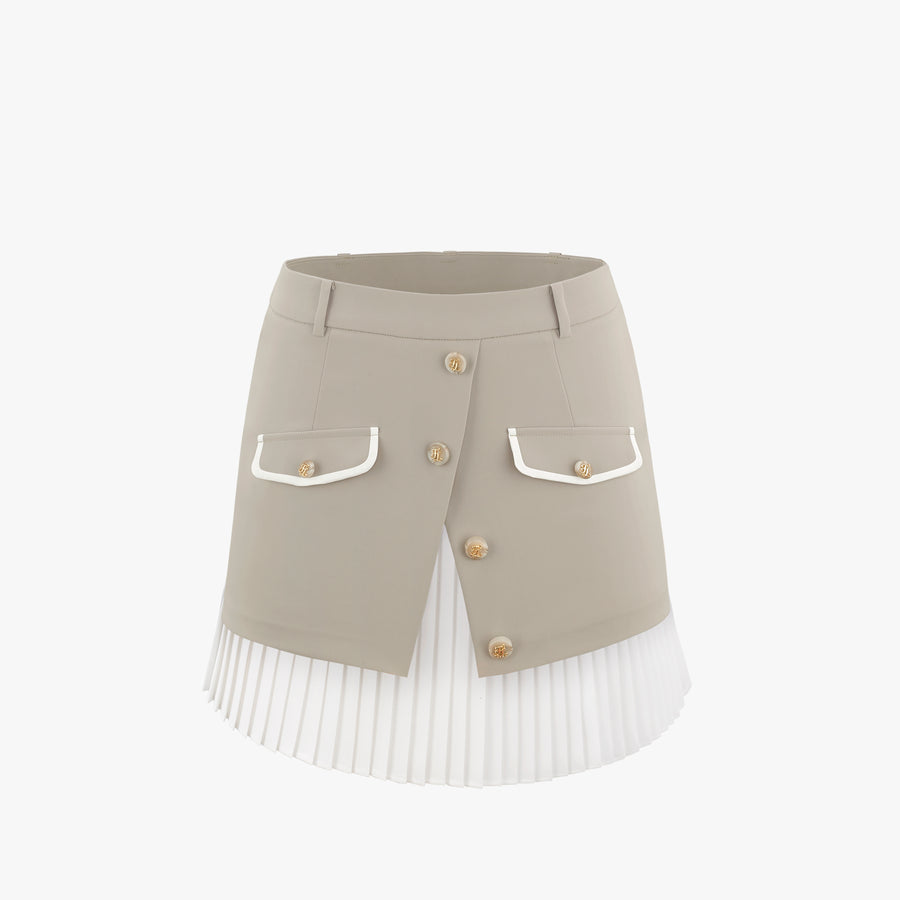 LAYERED PLEATED POCKET SKIRT