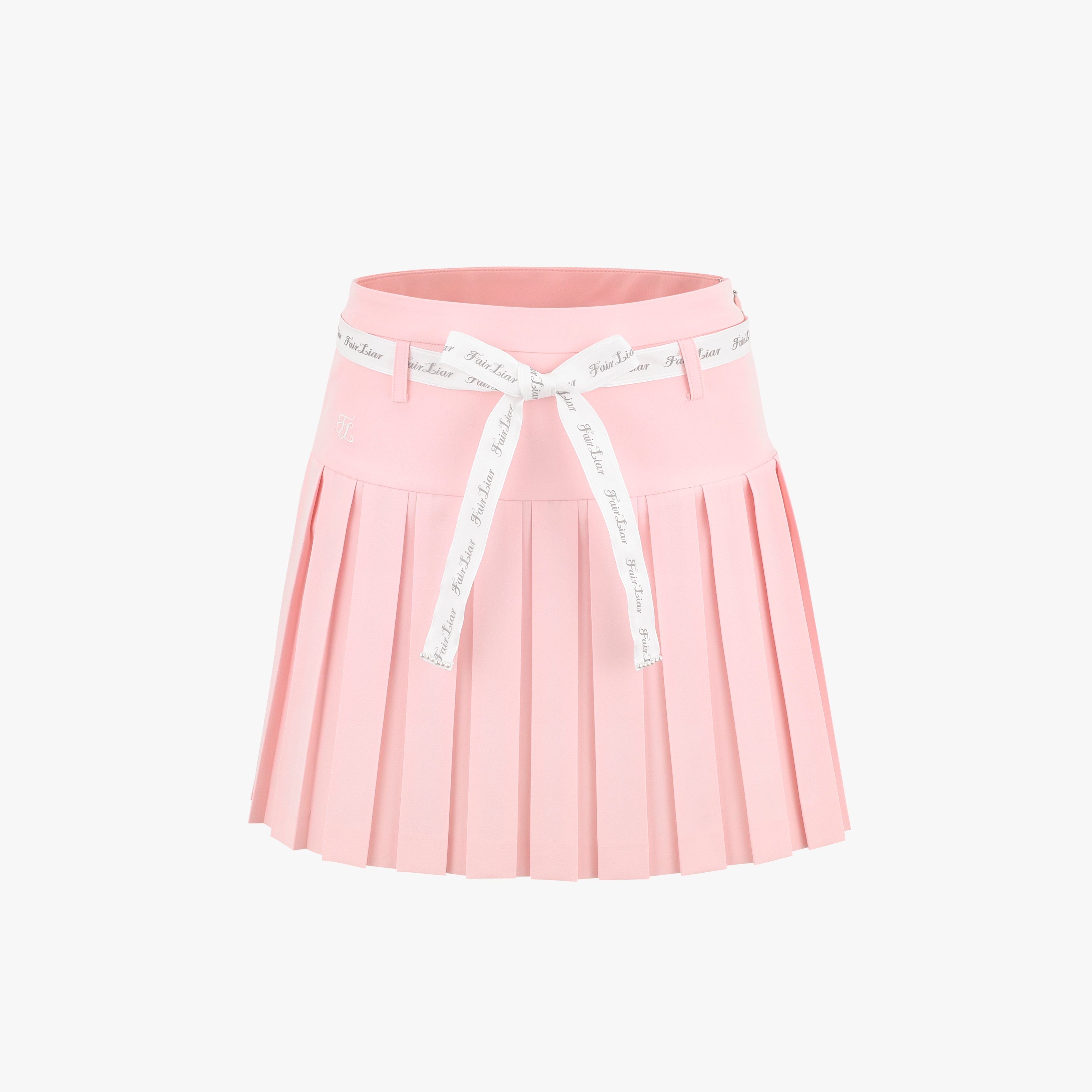 RIBBON BELT HIGH-WAIST DOUBLE PLEATED SKIRT – Fairliar Singapore