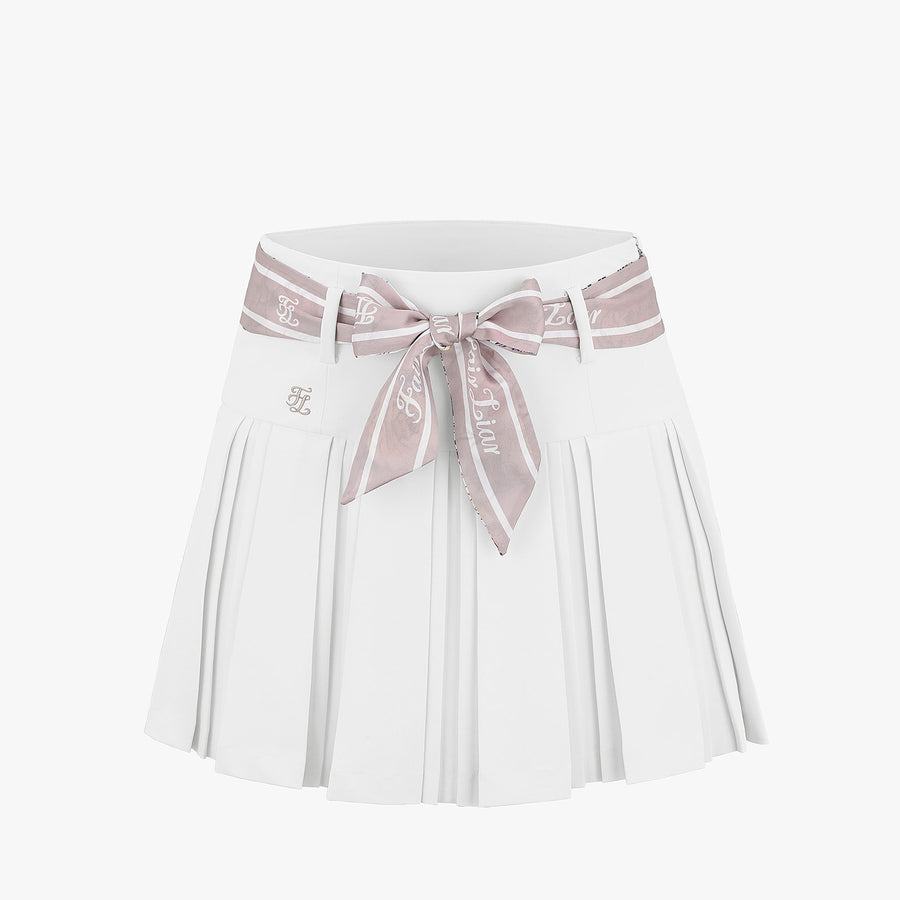 FLOWER BELT HIGH-WAIST PLEATS SKIRT