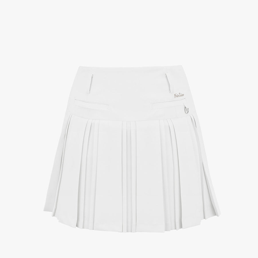 FLOWER BELT HIGH-WAIST PLEATS SKIRT