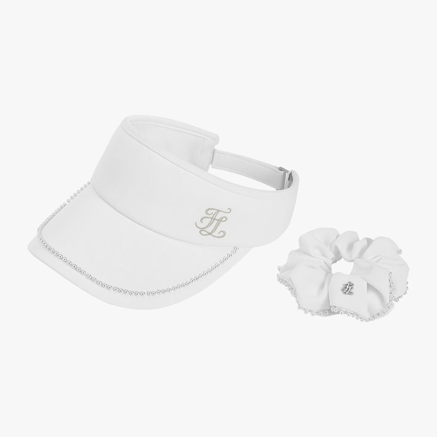 PEARL EMBELLISHED SCRUNCHIE VISOR