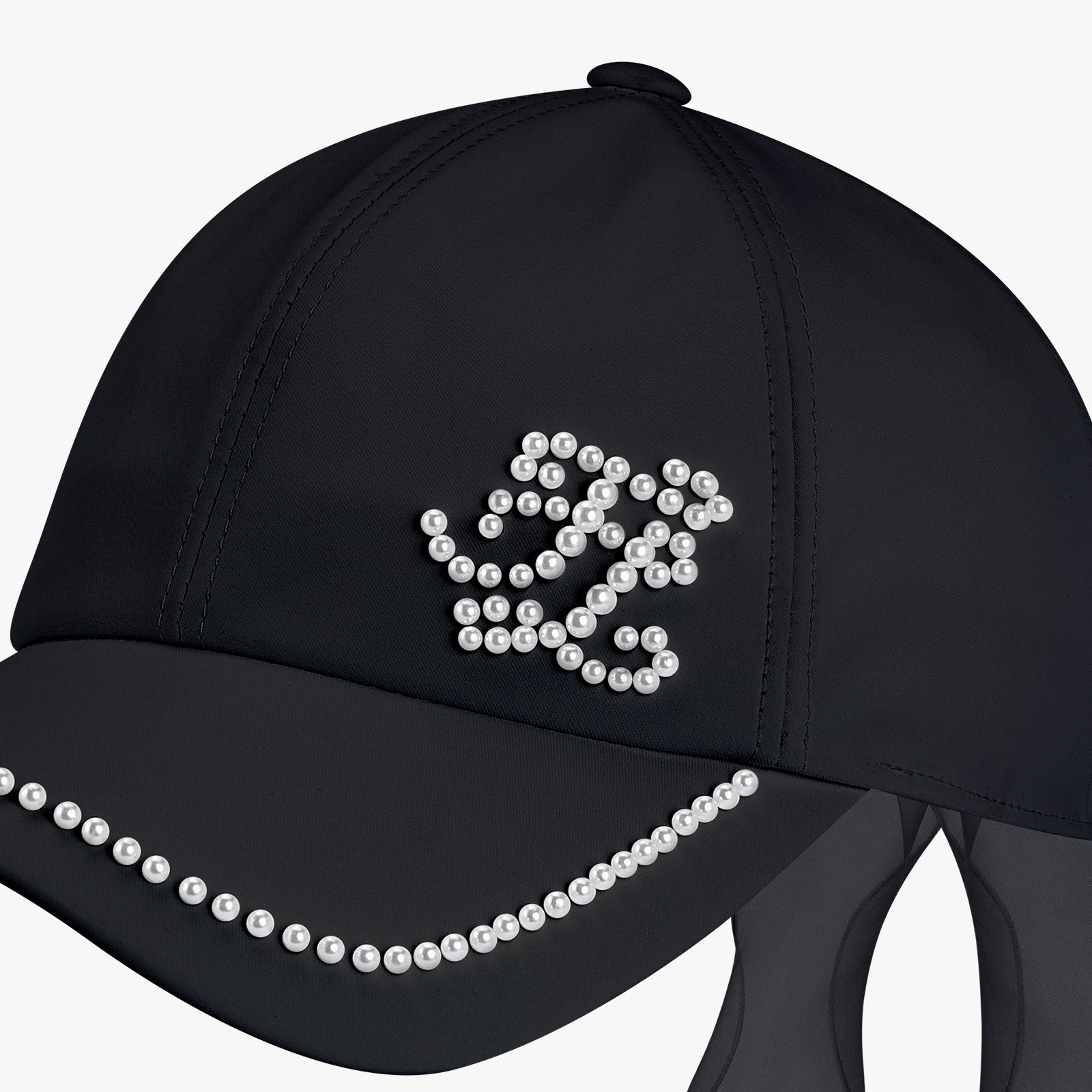 PEARL EMBELLISHED RIBBON BALL CAP