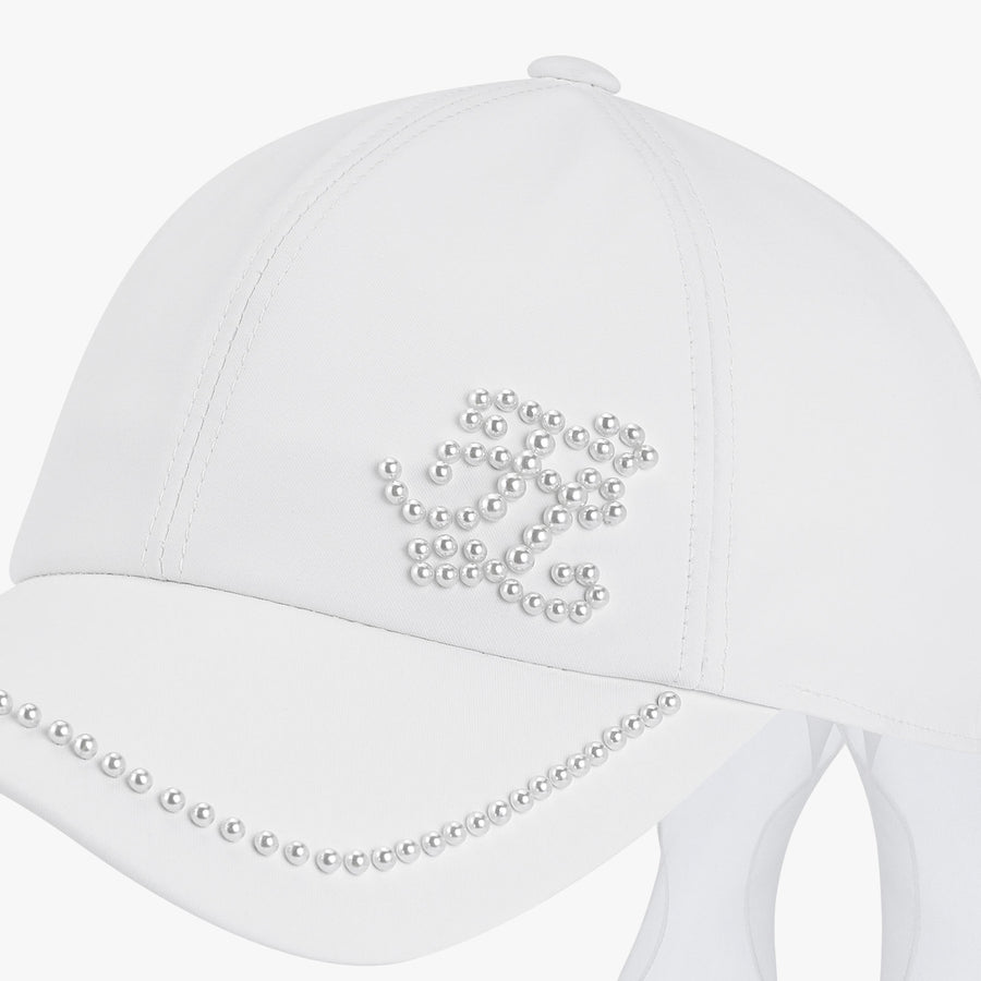 PEARL EMBELLISHED RIBBON BALL CAP