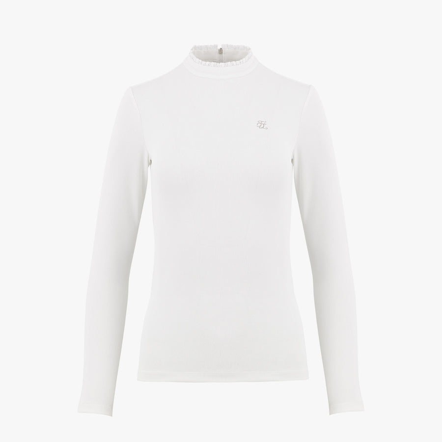 FRILL HIGH NECK LONG SLEEVE T-SHIRT