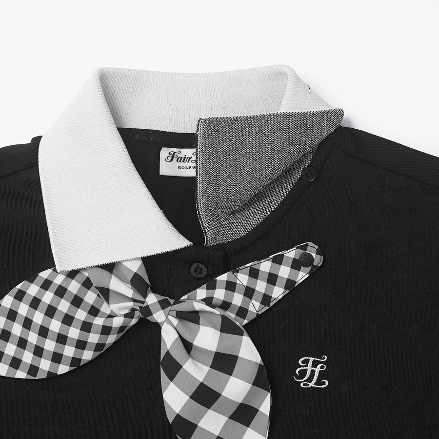 GINGHAM RIBBON DETACHABLE T-SHIRT