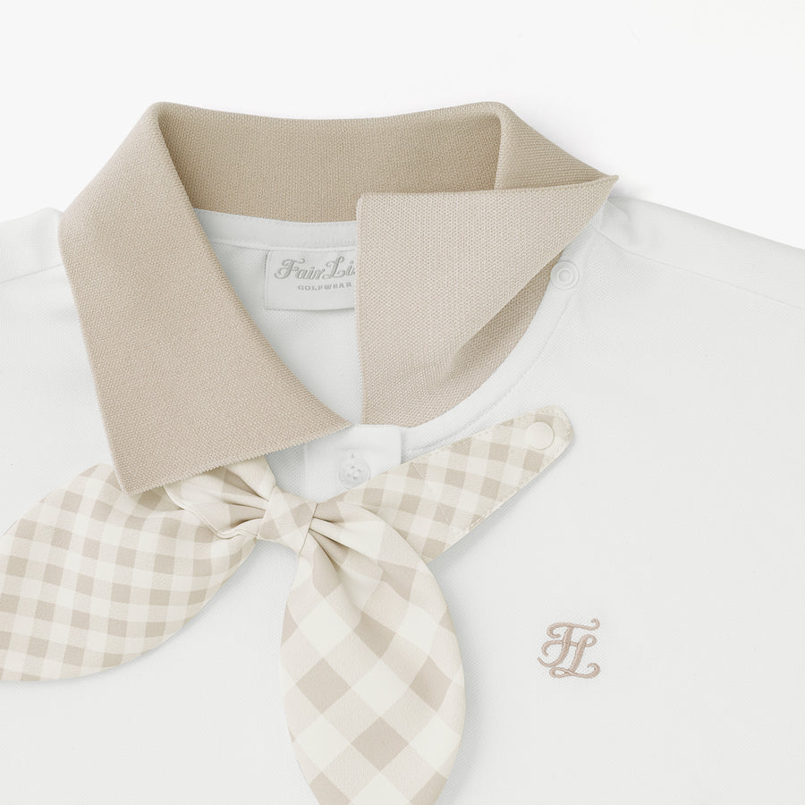 GINGHAM RIBBON DETACHABLE T-SHIRT