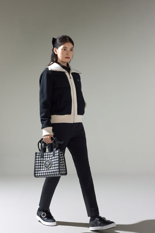 HOUNDSTOOTH SQUARE TOTE BAG